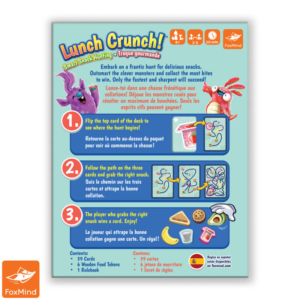 FoxMind Lunch Crunch – Fast Food Trail Path-Following Reflex Game (Ages 6+, 2–5 Players)