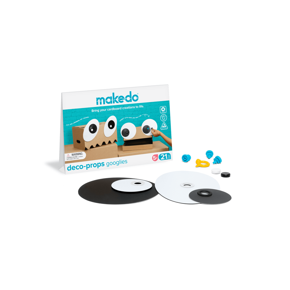 MakeDo Deco-Props Googlies 21-Pack – Wobbly Eye Decorations for Cardboard Characters (Ages 4+)