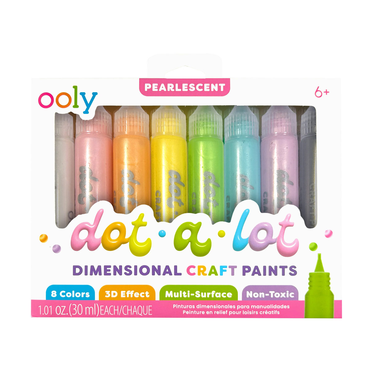 Ooly Dot-A-Lot 3D Dimensional Craft Paint – Pearlescent Colours (Set of 8)