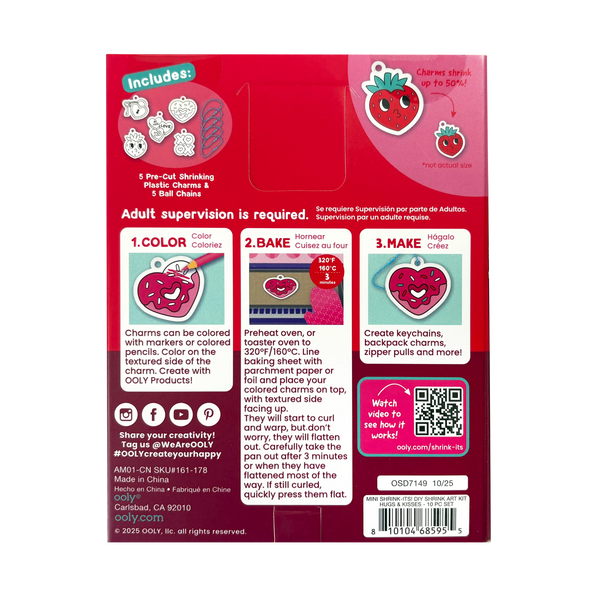 Ooly Mini Shrink-Its! DIY Shrink Art Kit – Hugs & Kisses Edition