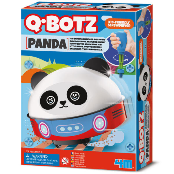 4M Q.Botz Panda Robot Kit – Build Your Own Rolling STEM Robot with Obstacle Avoidance (Ages 5+)