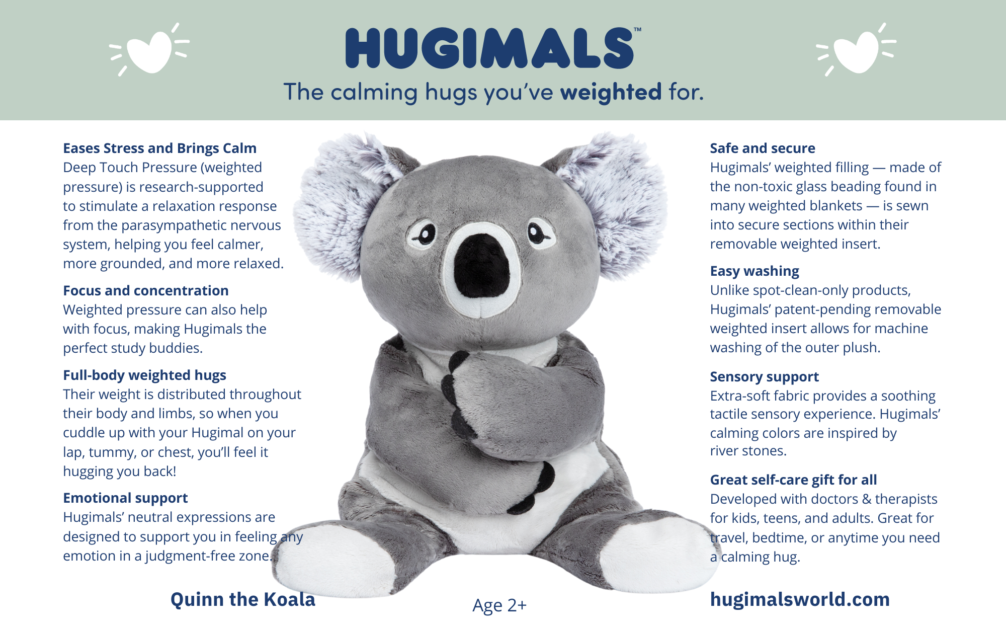 Hugimals Quinn the Koala – 4.5 lb Weighted Stuffed Animal for Calm & Comfort (Ages 2+)