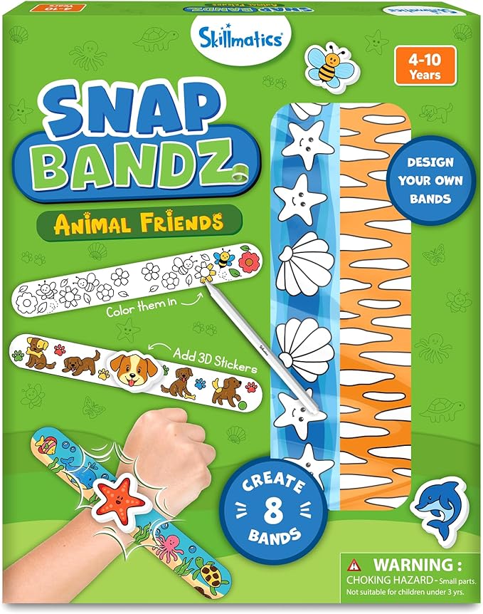Skillmatics Snap Bandz: Animal Friends – DIY Wearable Snap Bracelet Kit