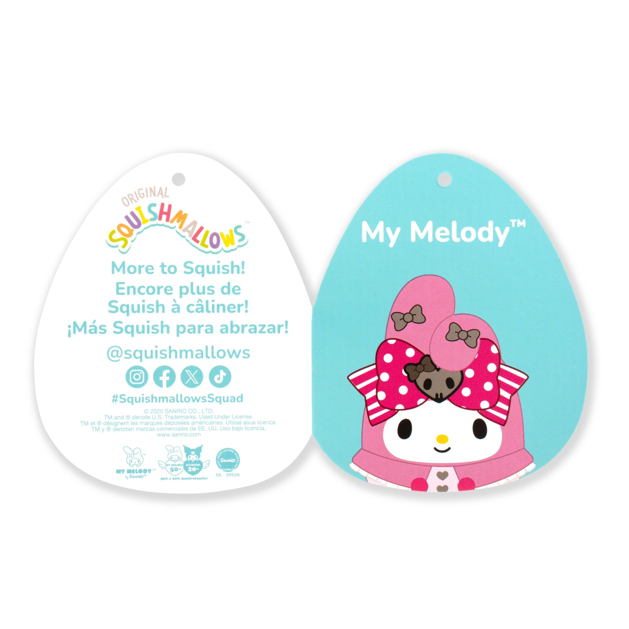 Squishmallows 8" My Melody 50th Anniversary - Pink Bow Edition