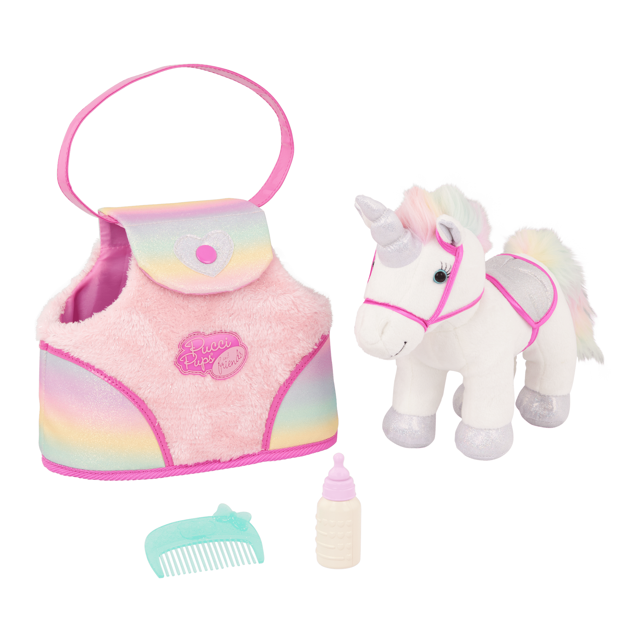 Pucci Pups Rainbow Bag Sparkly Unicorn Set