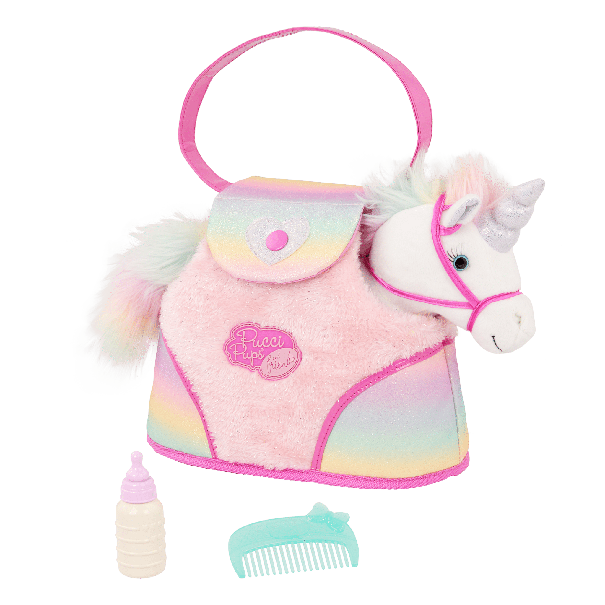 Pucci Pups Rainbow Bag Sparkly Unicorn Set