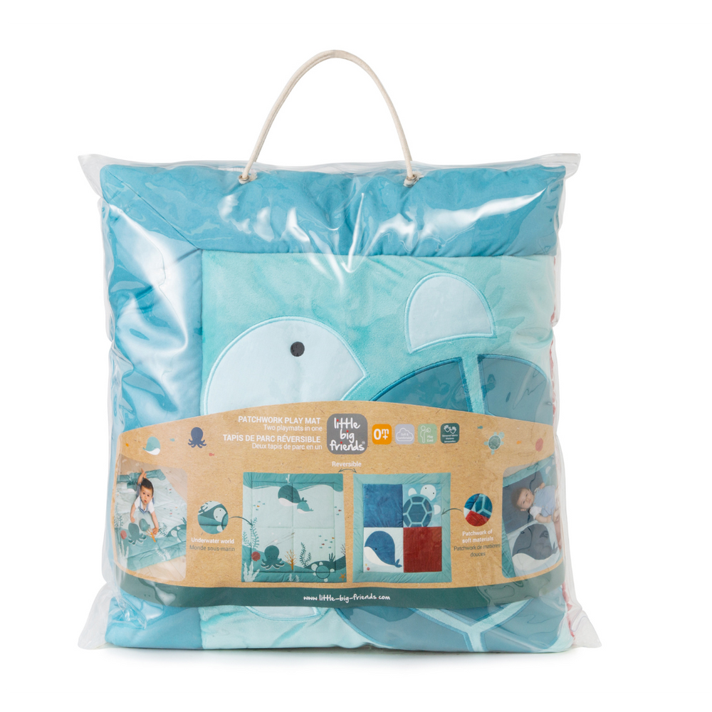 Little Big Friends Ocean Playmat - Patchwork Ocean – Ocean World Baby Toy (Ages 0+)