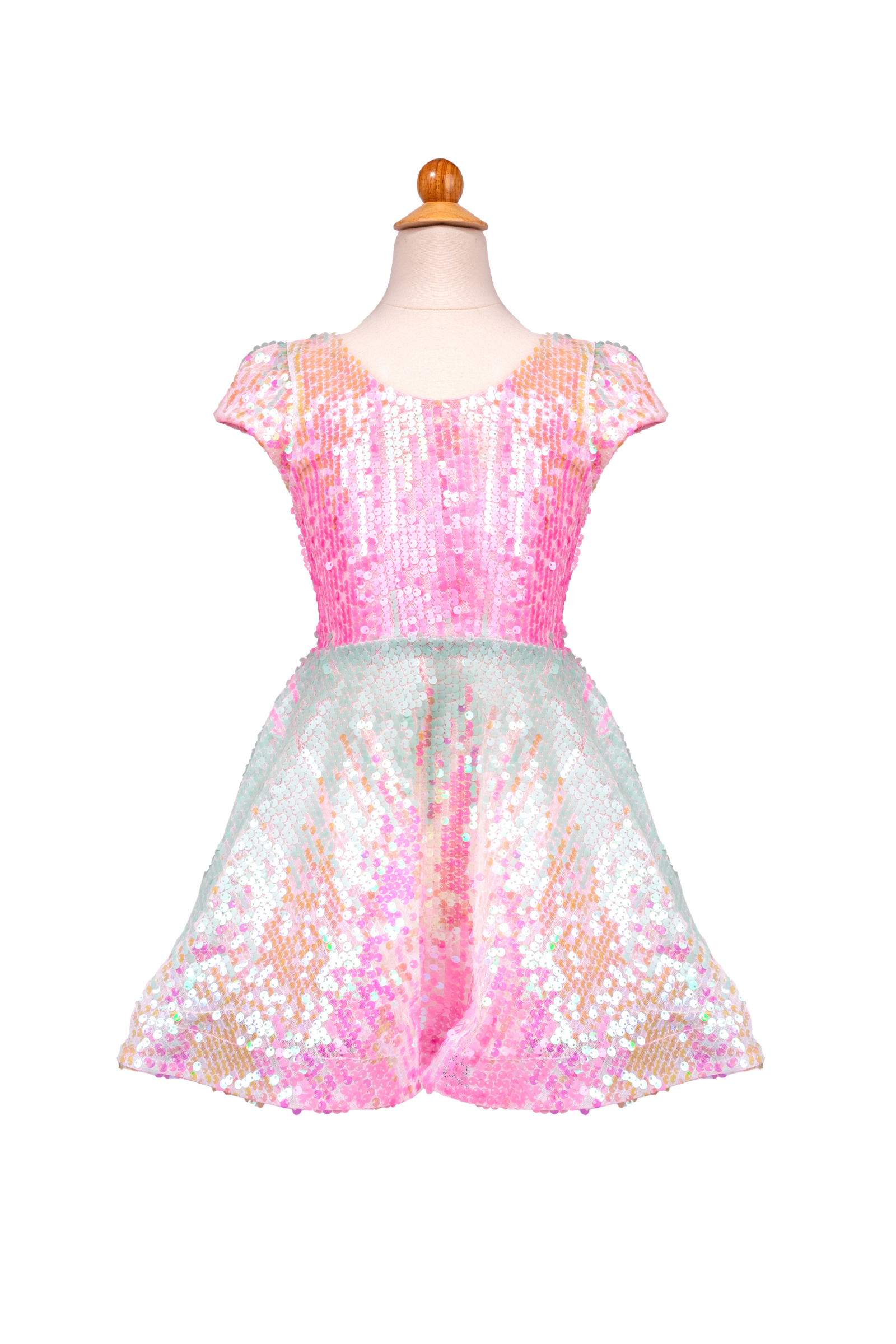 Great Pretenders Sorbet Swirl Skater Dress – Iridescent Ombré Rainbow Costume Dress Size 5-6 (Ages 5+)