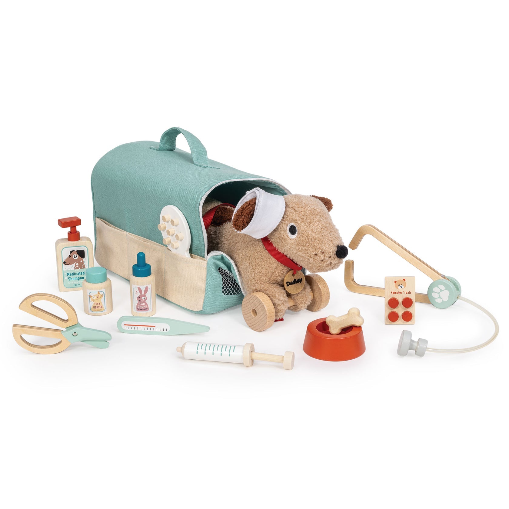 Tender Leaf Toys Animal Rescue Vet Case – Wooden Veterinarian Role Play Set for Kids