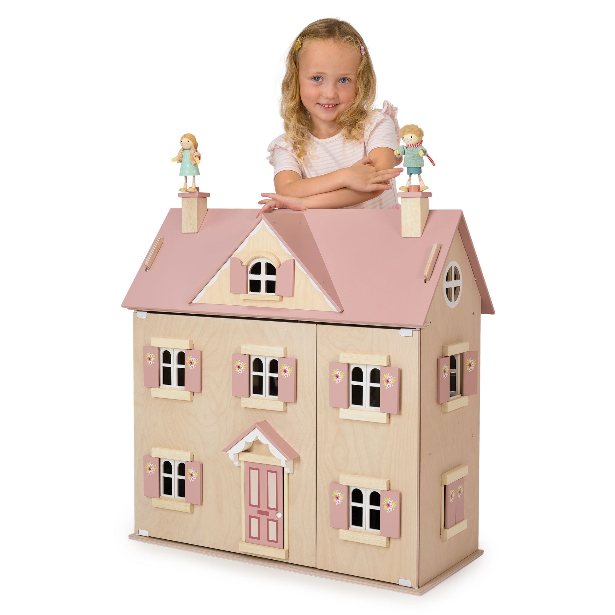 Tender Leaf Toys Alouette Wooden Dollhouse – Open-Fronted Play House for Kids