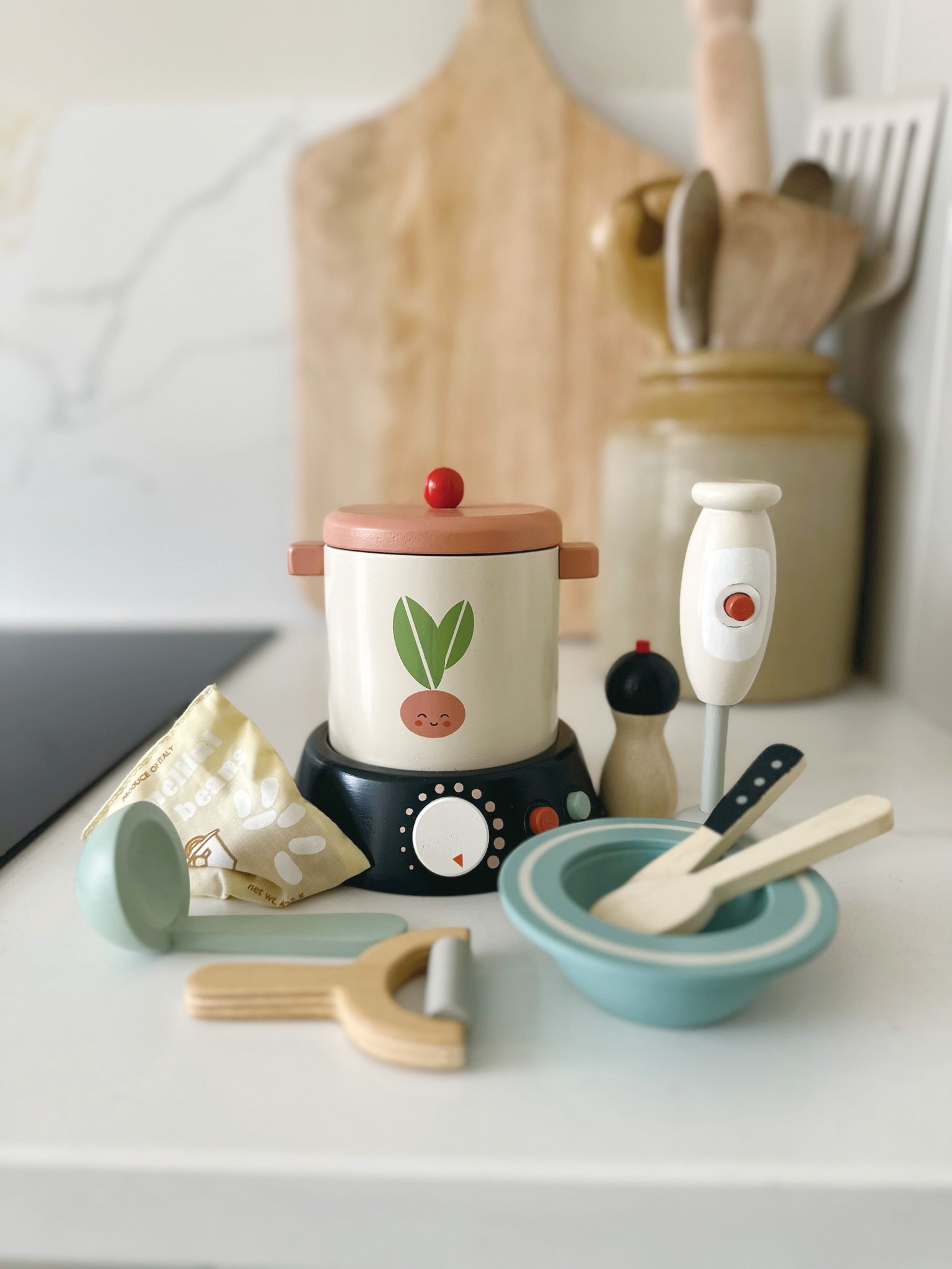 Tender Leaf Toys Stir & Serve Soup Maker – Wooden Kitchen Role Play Toy