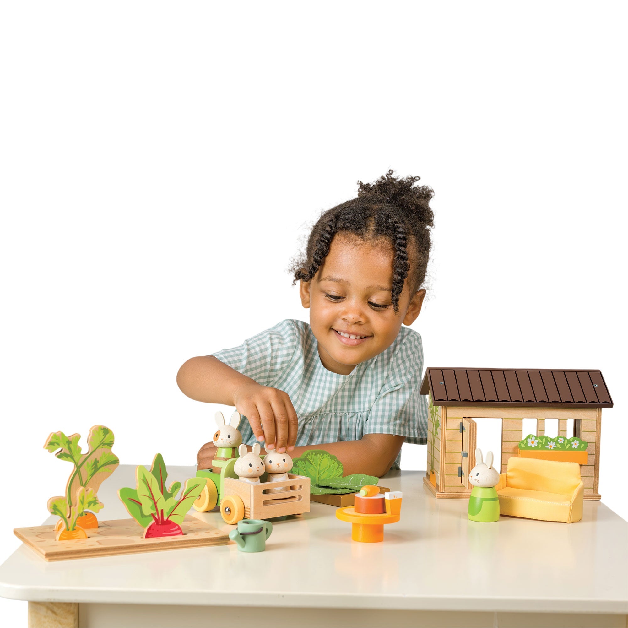 Tender Leaf Toys Bunny's Carrot Patch – Wooden Garden & Nature Play Set for Kids