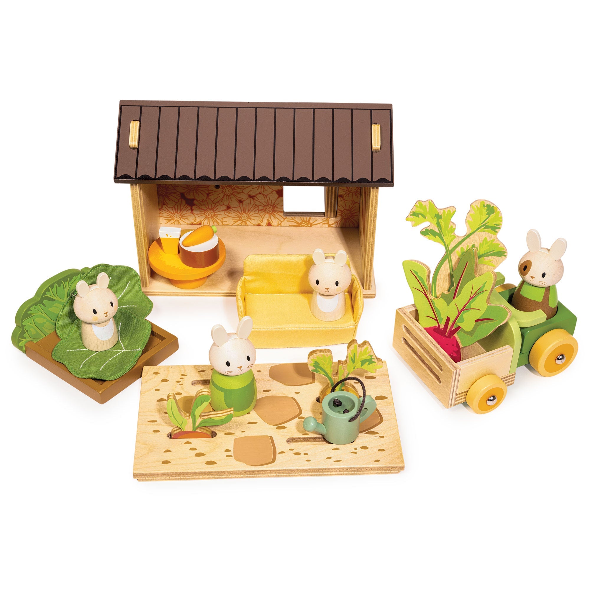 Tender Leaf Toys Bunny's Carrot Patch – Wooden Garden & Nature Play Set for Kids