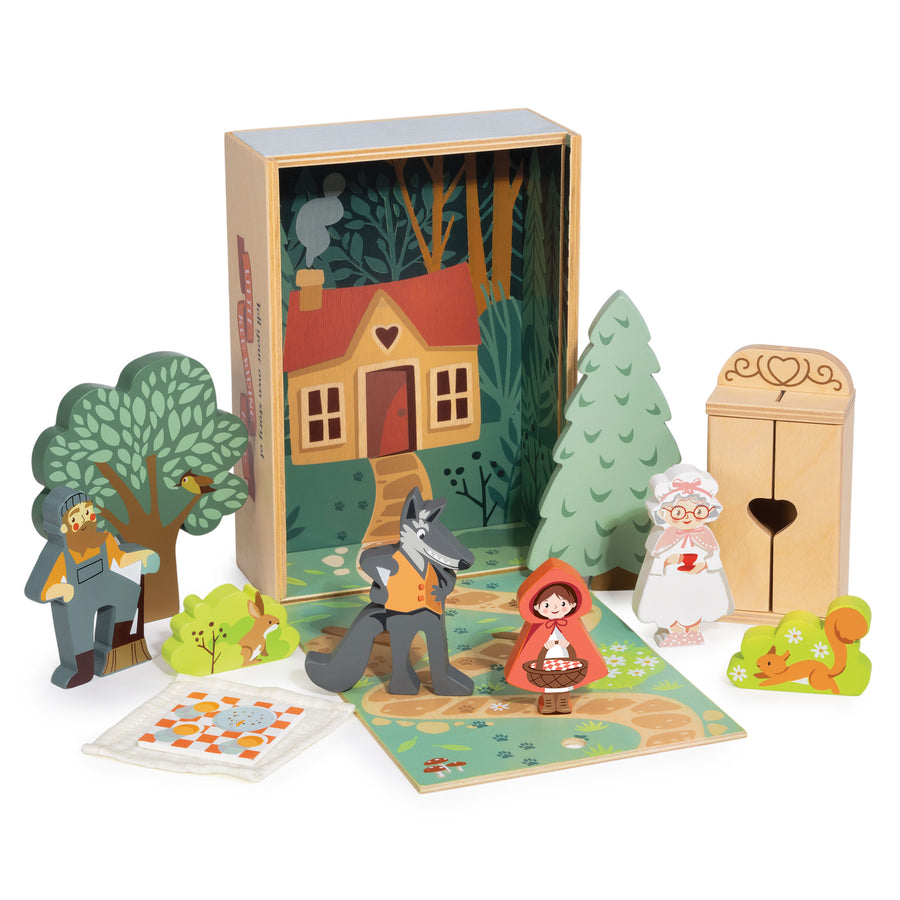 Tender Leaf Toys Little Red Riding Hood Story Set – Wooden Fairy Tale Storytelling Toy