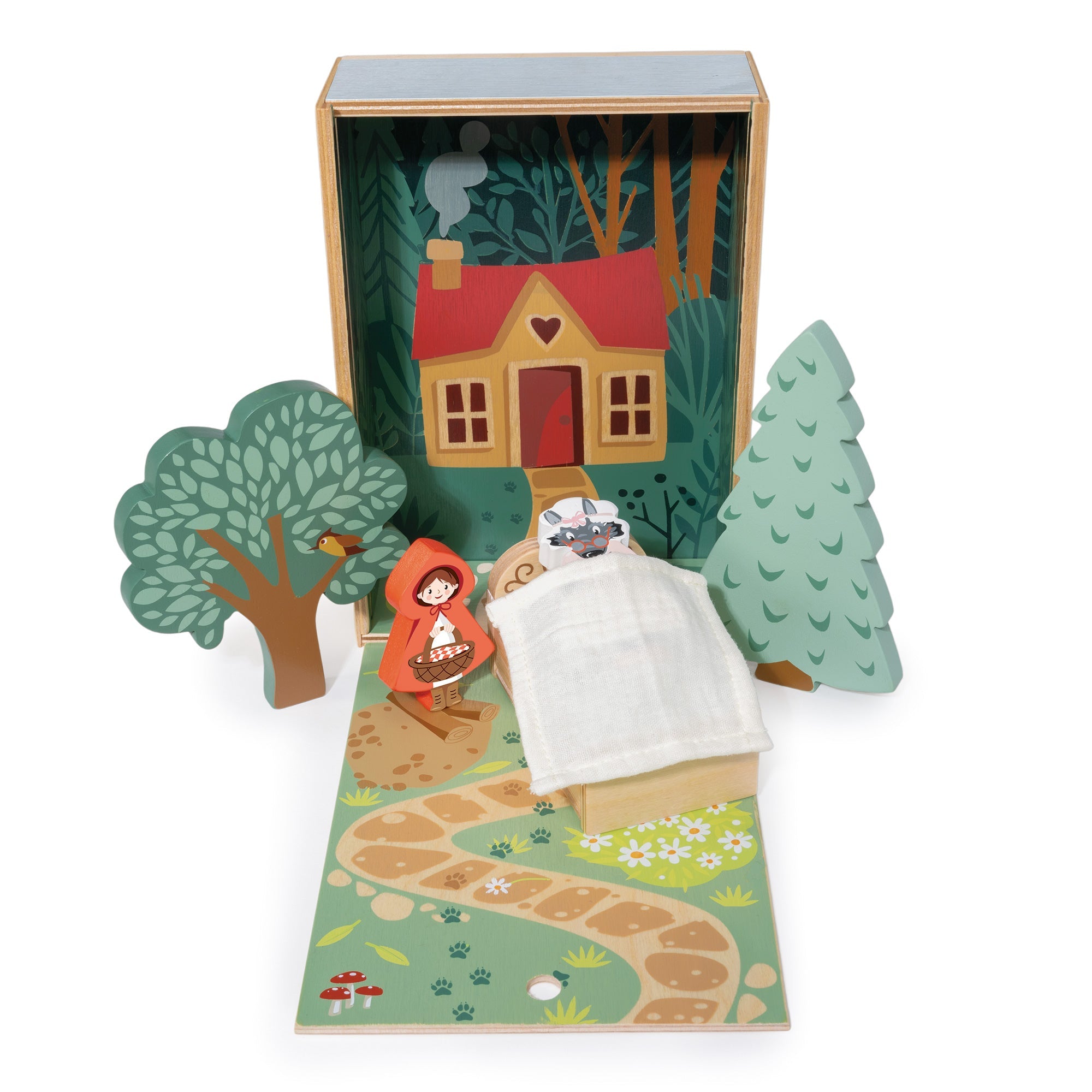 Tender Leaf Toys Little Red Riding Hood Story Set – Wooden Fairy Tale Storytelling Toy