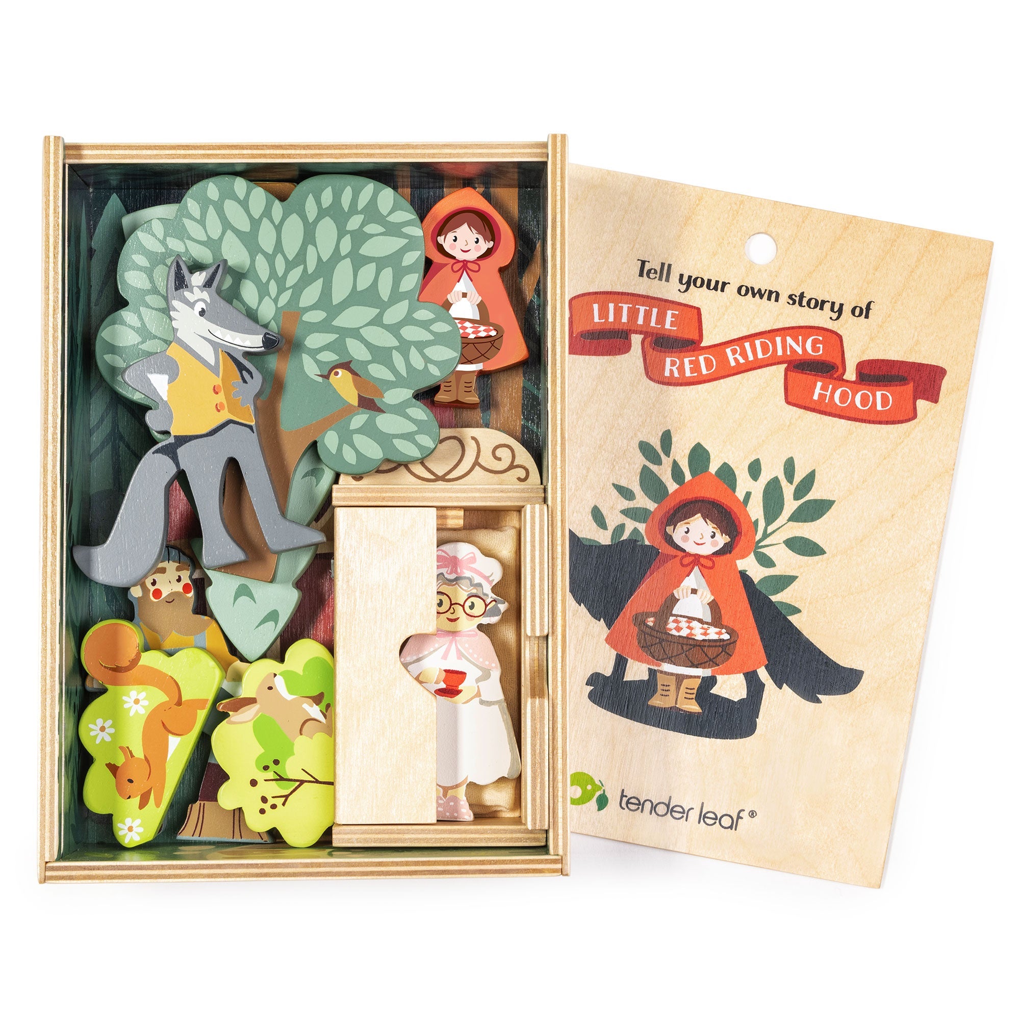 Tender Leaf Toys Little Red Riding Hood Story Set – Wooden Fairy Tale Storytelling Toy