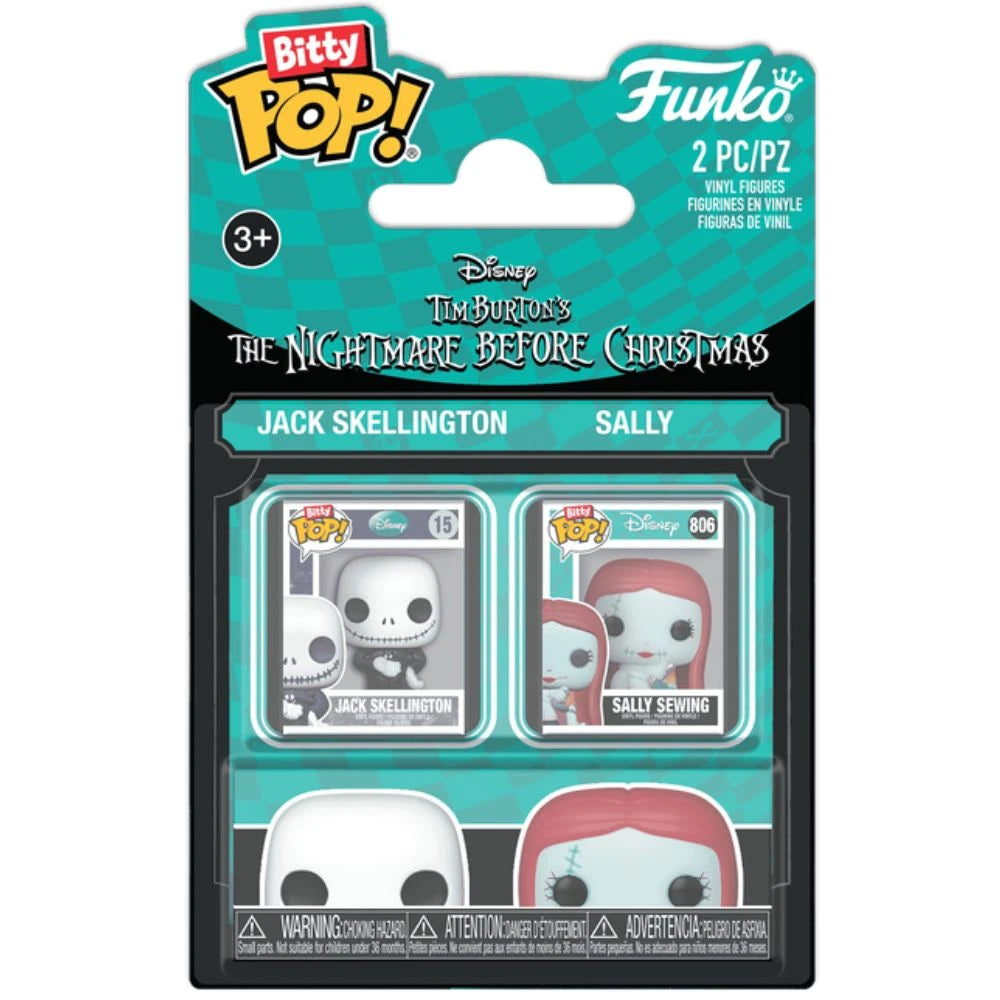 Funko Bitty Pop! The Nightmare Before Christmas – Jack Skellington & Sally 2-Pack Mini Vinyl Figures (Ages 3+)