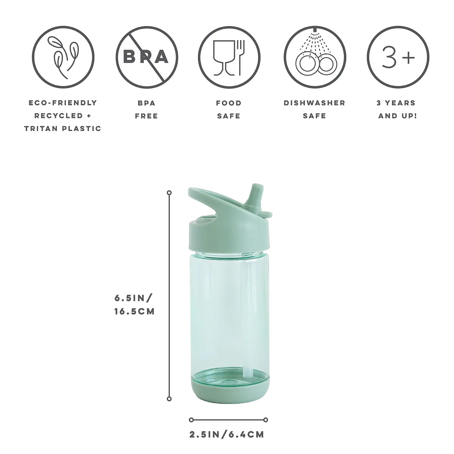 3 Sprouts Recycled Plastic Water Bottle - Green