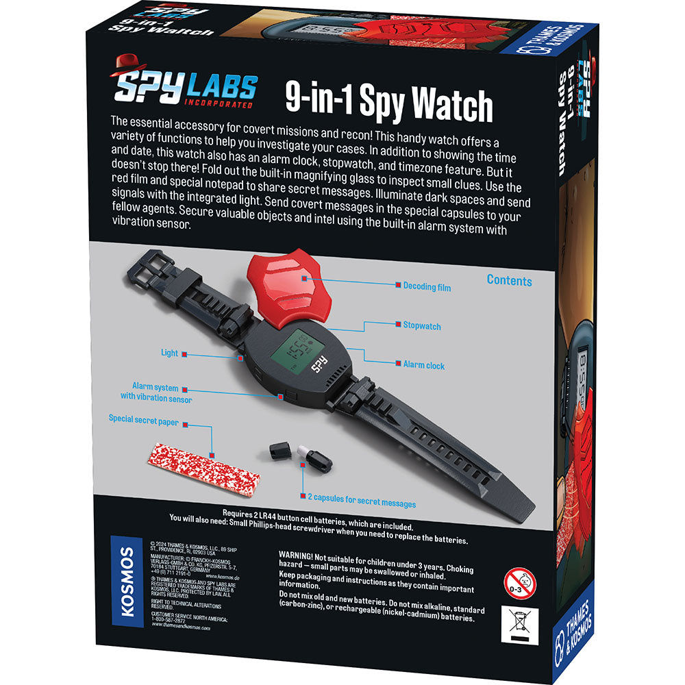 Thames & Kosmos Spy Labs 9-in-1 Spy Watch – Multi-Function Wearable Detective Tool with Compass, UV Light & Encoder (Ages 8+)