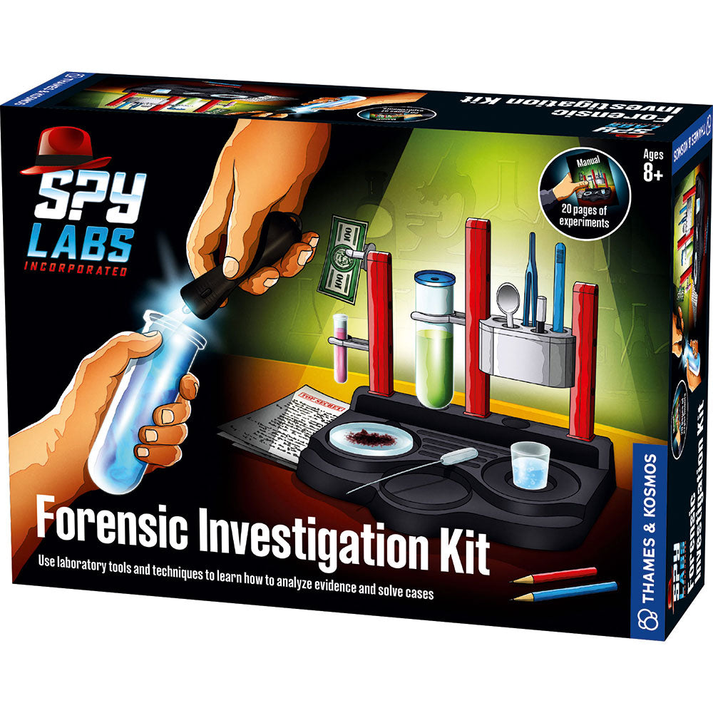 Thames & Kosmos Spy Labs Forensic Investigation Kit – 12 Experiments, 35-Piece Lab Station with UV Light & Fingerprint Powder (Ages 8+)