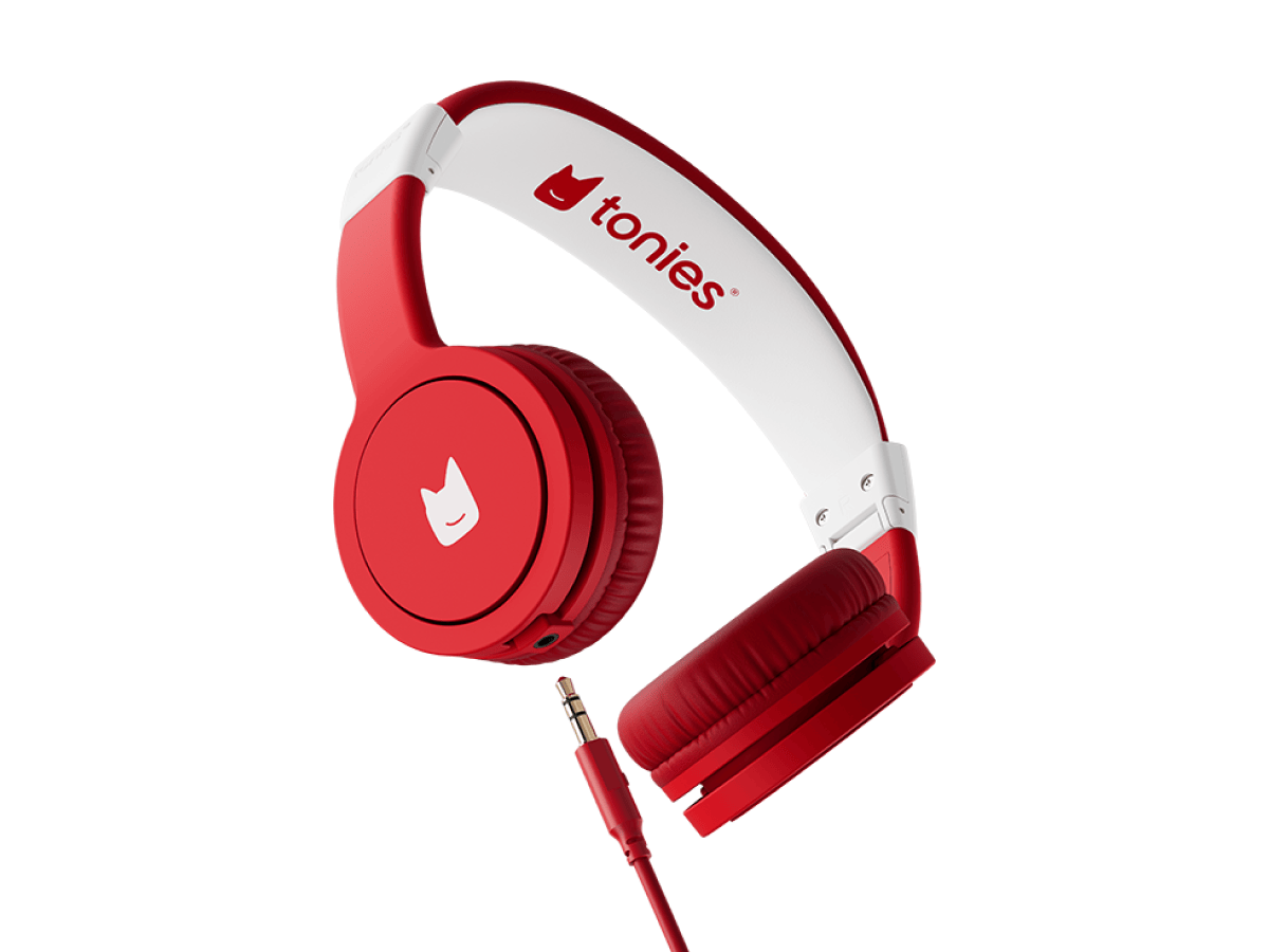 Tonies Toniebox 2 Wired Headphones Sunset Red – Volume-Limiting Kids Headphones for Toniebox 2 (Ages 1+)