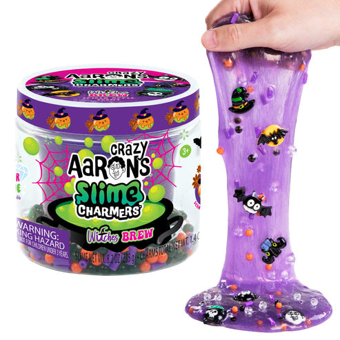 Crazy Aaron's Slime Charmers Witches Brew – Purple Scented Slime with Halloween Witch Charms & Mix-Ins (Ages 3+)