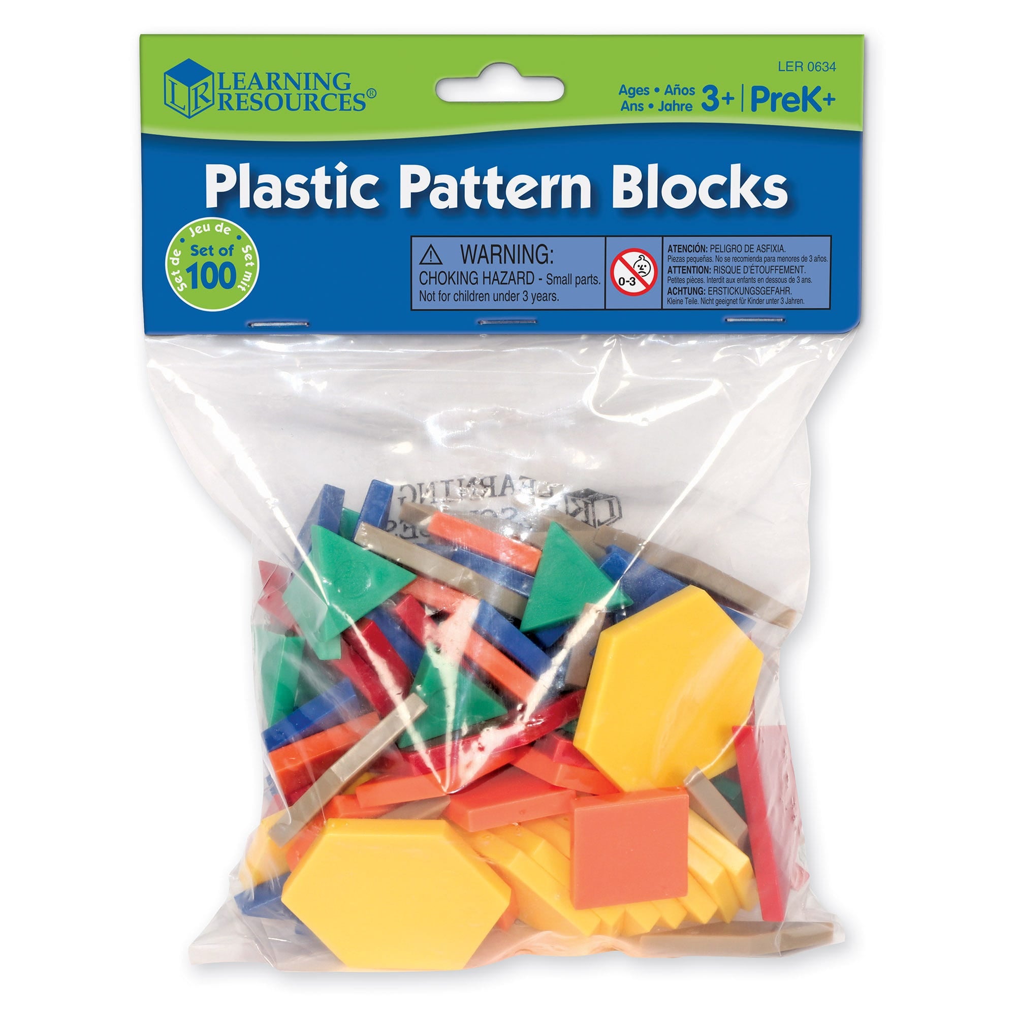 Learning Resources Plastic Pattern Blocks (Set of 100)
