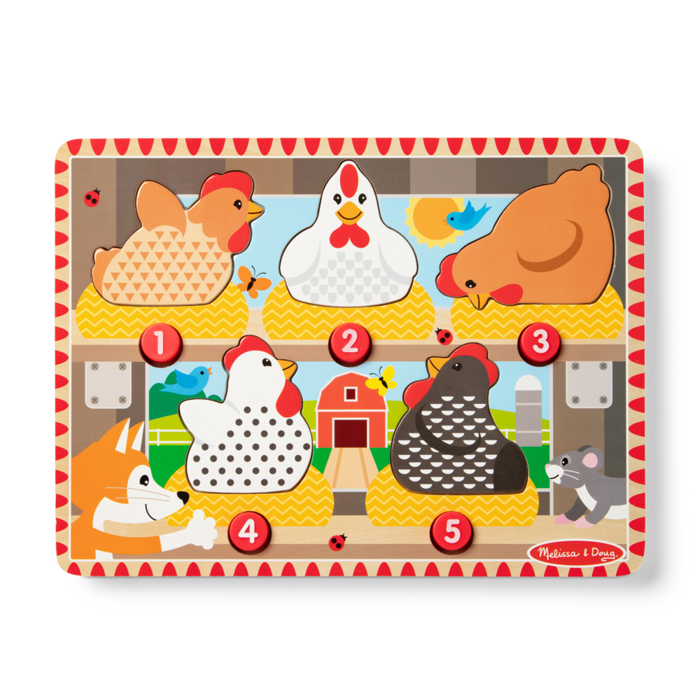 Melissa & Doug Press n Pop Chunky Puzzle – 6-Piece Sensory Shape Puzzle with Pop-and-Press Action (Ages 12m+)