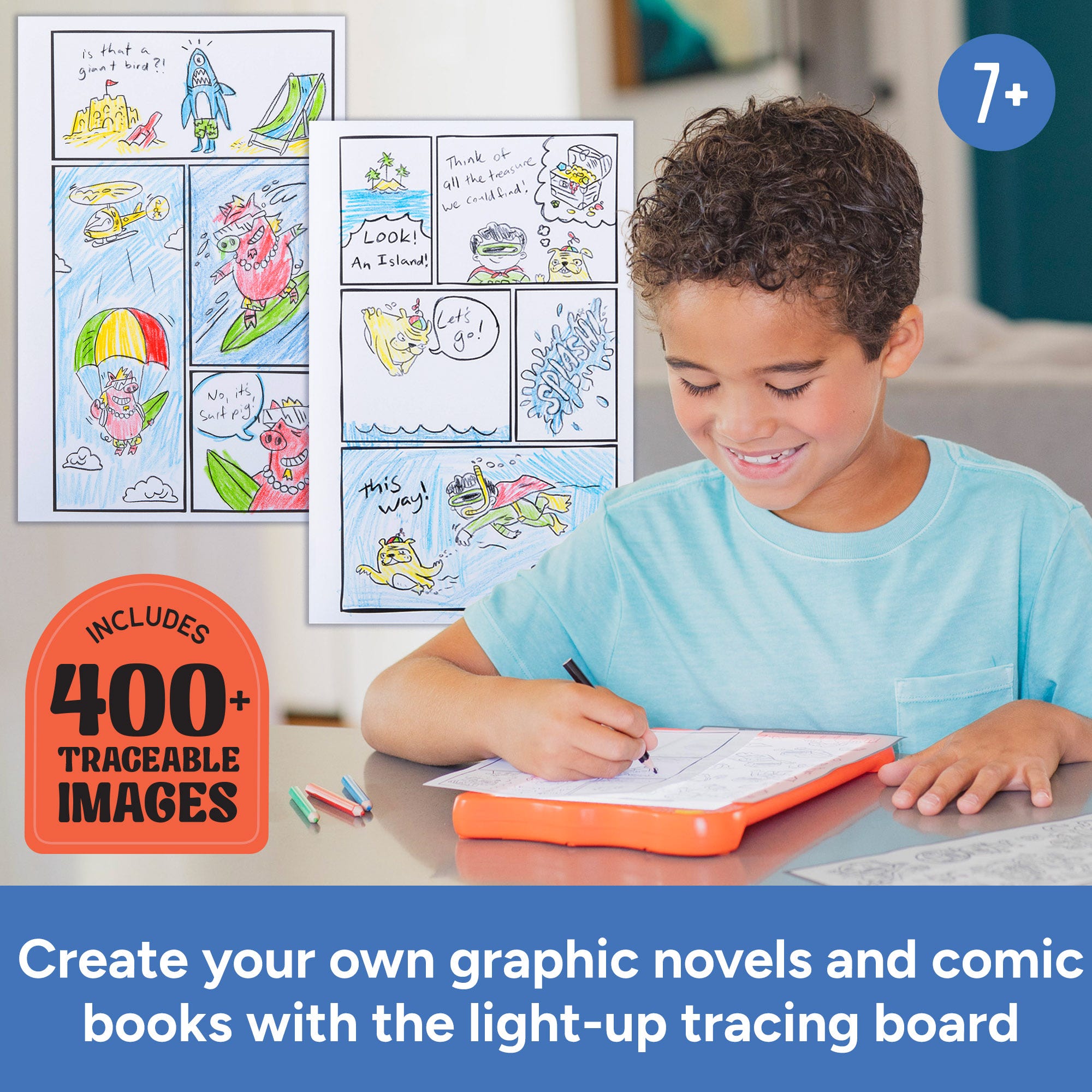 Educational Insights Graphic Novel Kit – Light Board Tracing Studio for Comics & Graphic Novels with Brady Smith (Ages 6+)
