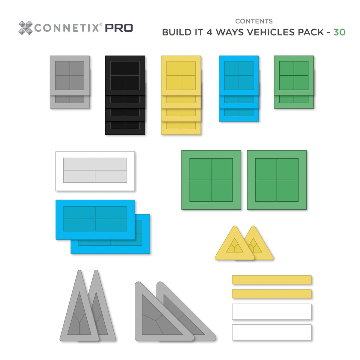 Connetix PRO Build It 4 Ways Vehicles Pack – 30-Piece Precision Magnetic Tiles with Smart Spin™ Technology & Collectible Tin (Ages 5+)