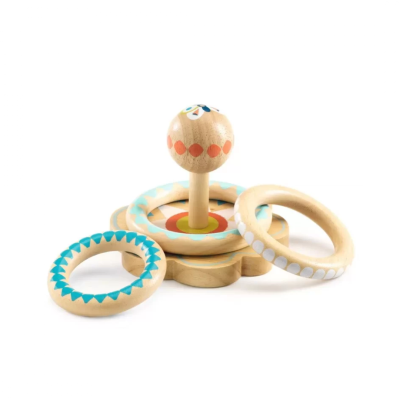 Djeco BabyHoopi – First Wooden Ring Stacking Toy for Babies (Ages 10m+)