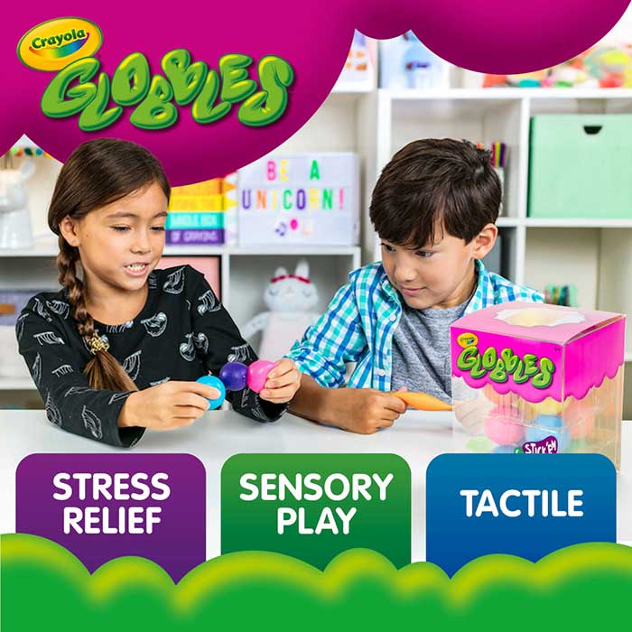 Crayola Globbles 3-Pack – Squishable Sticky Fidget Balls for Kids (Ages 3+)