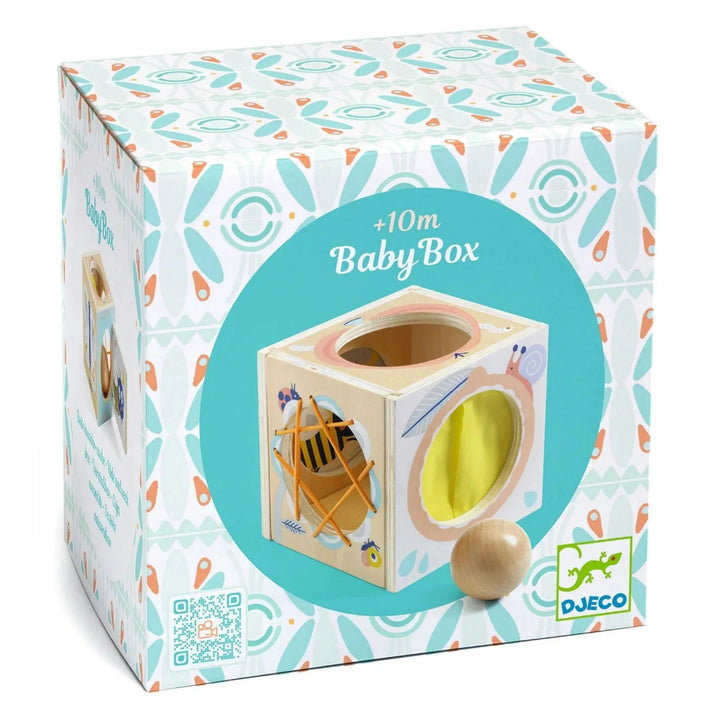 Djeco BabyBox – 4-Way Peekaboo Wooden Activity Box for Babies (Ages 10m+)