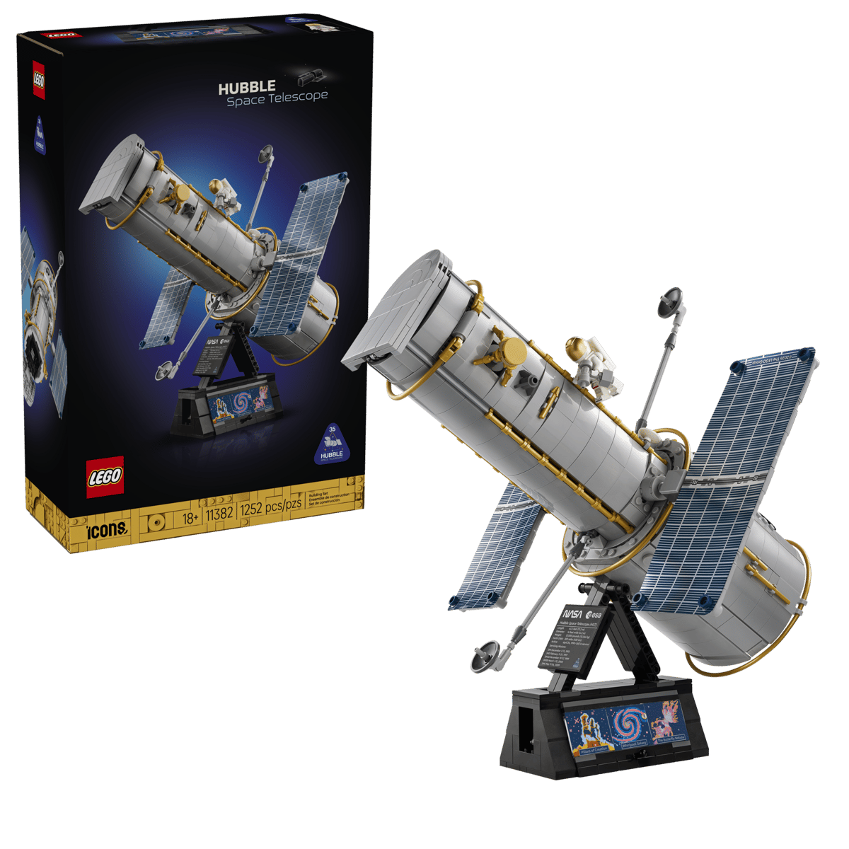 LEGO Icons Hubble Space Telescope – 1,252-Piece NASA Space Observatory Display Model (Ages 18+) [11382]