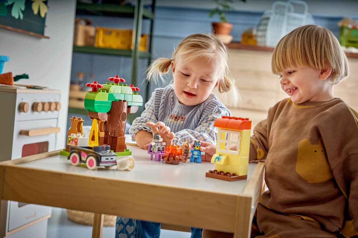 LEGO DUPLO Bluey Pizza Girls with Muffin and Socks (10469) | DUPLO Bluey Building Set for Ages 2+