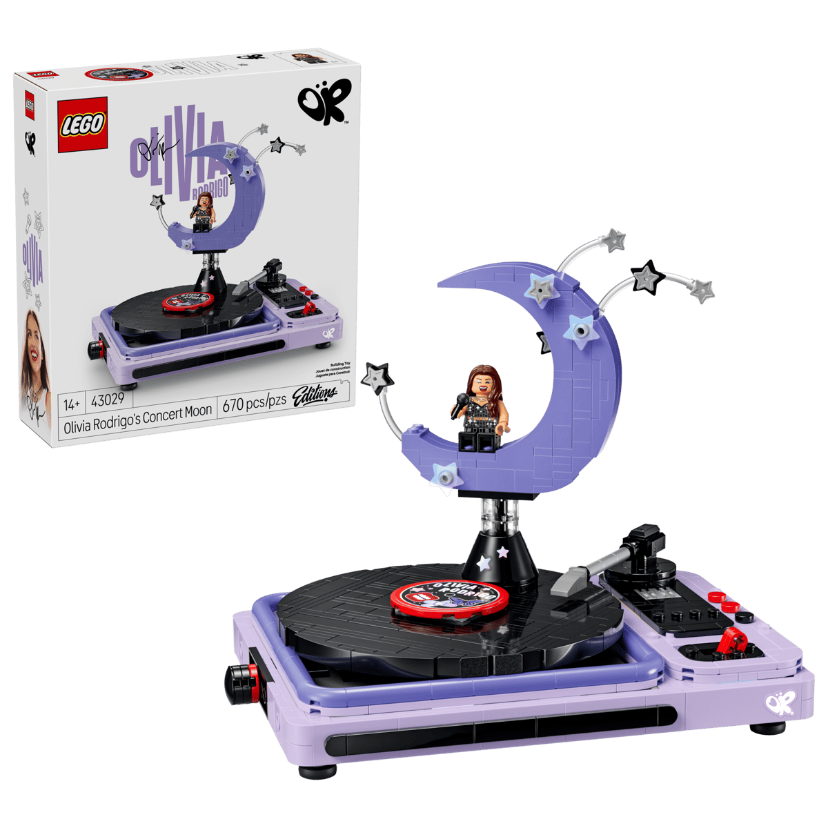 LEGO Editions Olivia Rodrigo's Concert Moon – 670-Piece GUTS World Tour Display Set with Record Player & Spinning Moon (Ages 10+) [43029]