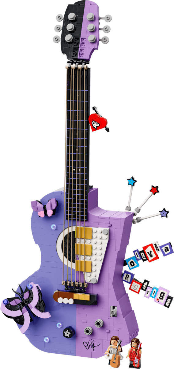 LEGO Editions Olivia Rodrigo's Dual Guitar – 1,228-Piece Split Acoustic & Electric Guitar with Hidden Stage Scenes (Ages 14+) [43031]