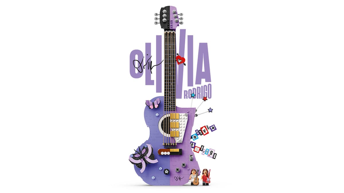 LEGO Editions Olivia Rodrigo's Dual Guitar – 1,228-Piece Split Acoustic & Electric Guitar with Hidden Stage Scenes (Ages 14+) [43031]