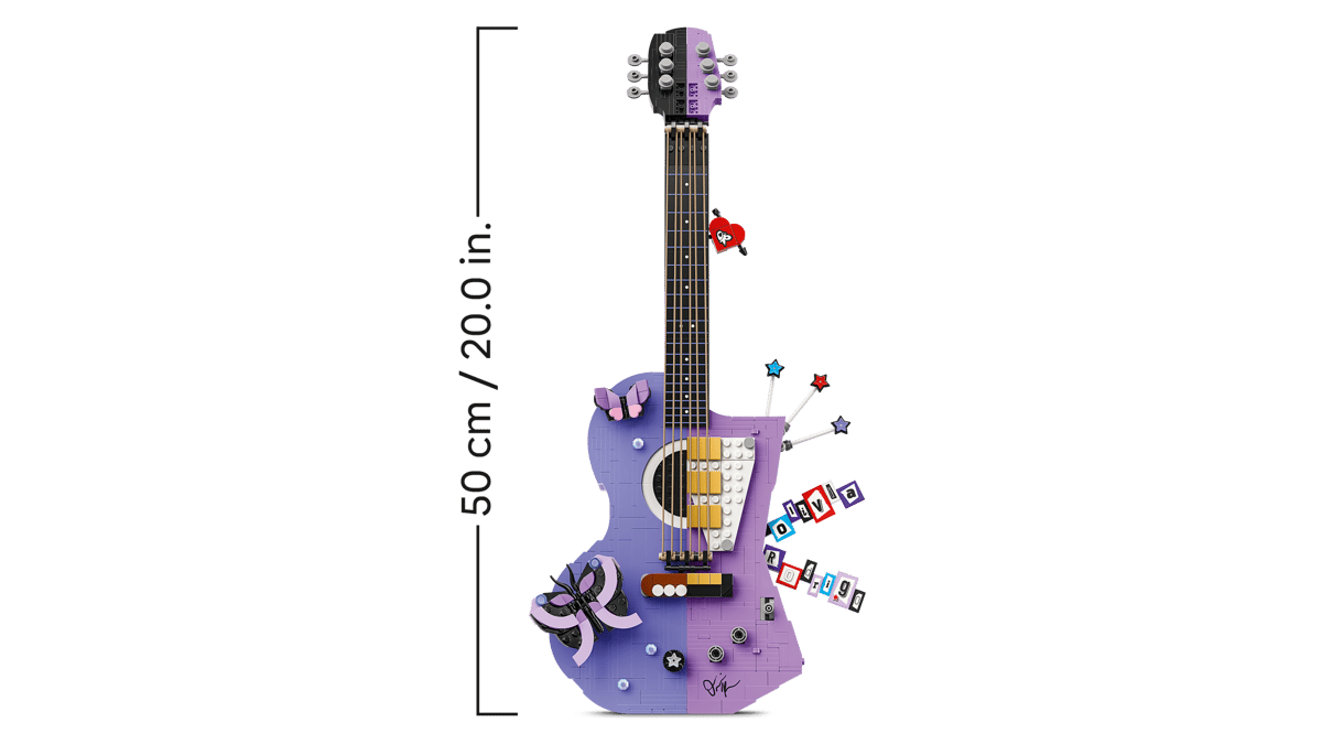 LEGO Editions Olivia Rodrigo's Dual Guitar – 1,228-Piece Split Acoustic & Electric Guitar with Hidden Stage Scenes (Ages 14+) [43031]