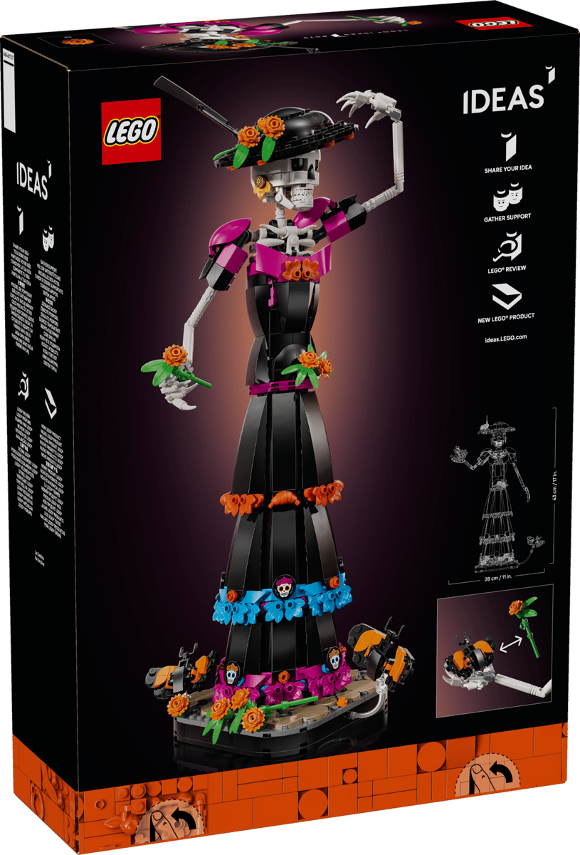 LEGO Ideas La Catrina – 1,212-Piece Day of the Dead Skeleton Figurine with Marigolds & Monarch Butterfly (Ages 18+) [21372]