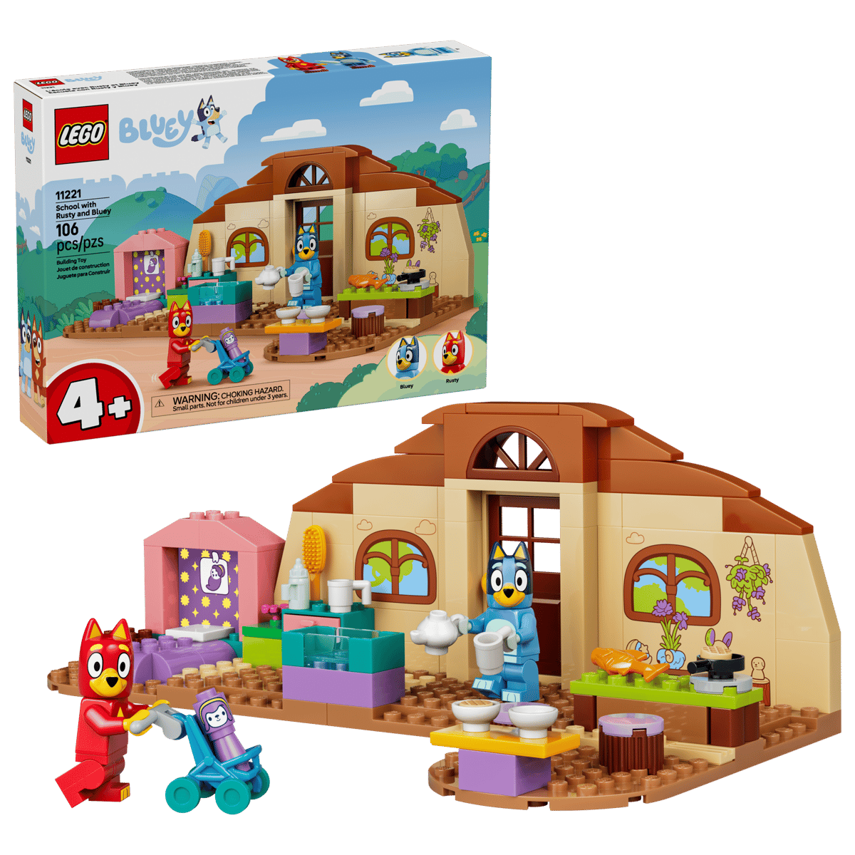 LEGO Bluey School with Rusty and Bluey (11221) | Bluey Building Set for Ages 4+
