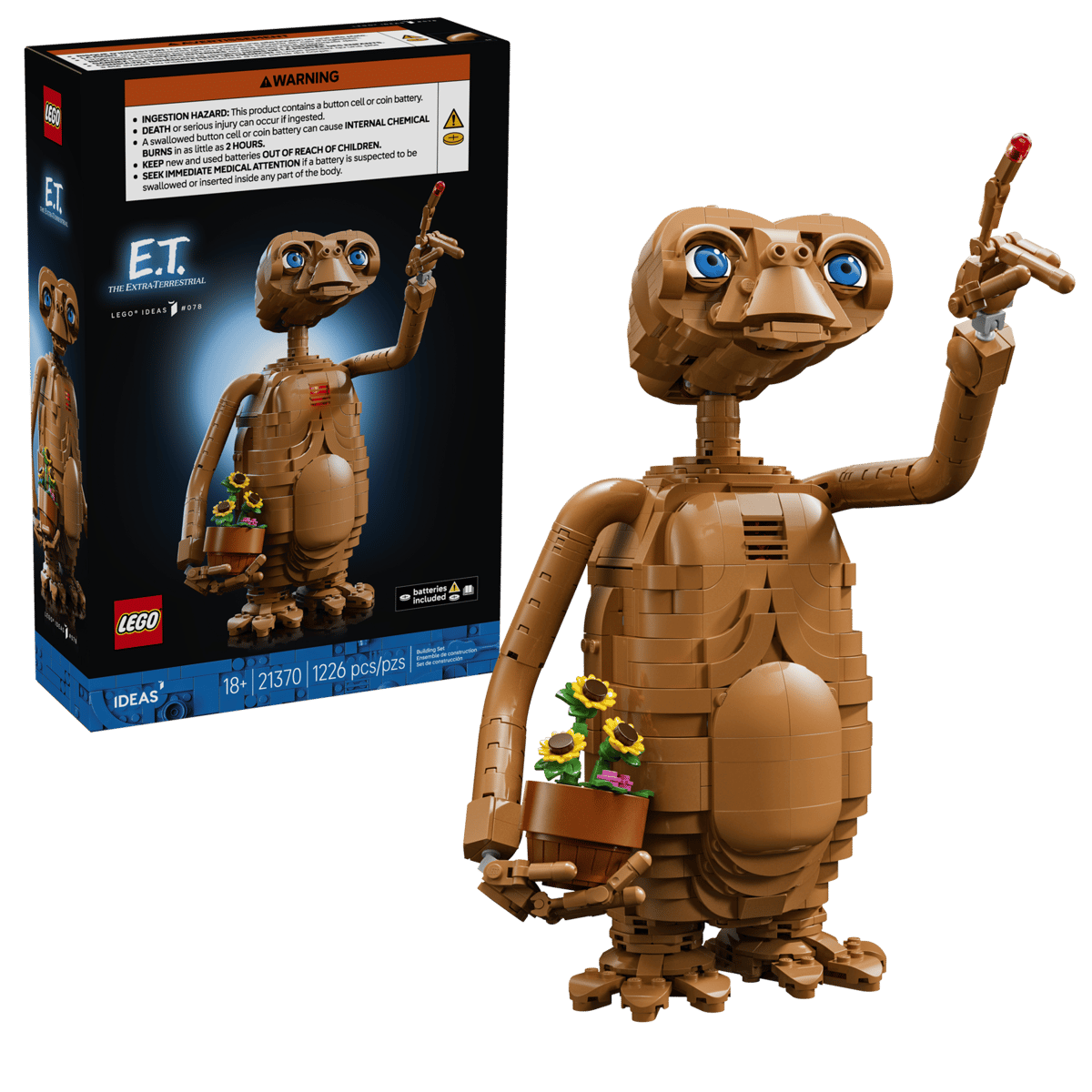 LEGO Ideas E.T. the Extra-Terrestrial – 1,226-Piece Poseable Figure of the Beloved Film Alien (Ages 18+) [21370]
