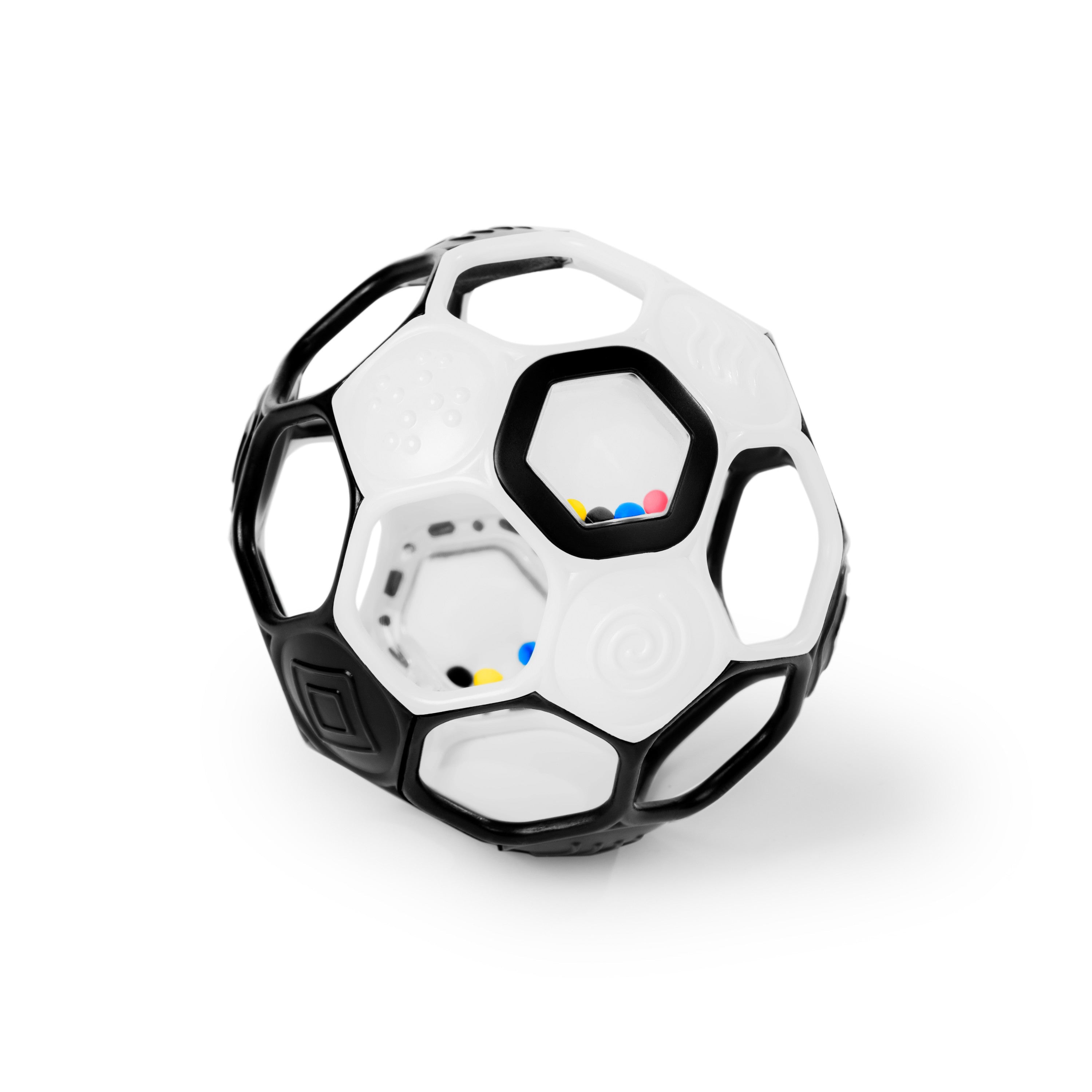 Bright Starts Grippin’ Goals Rattle Ball – Black & White