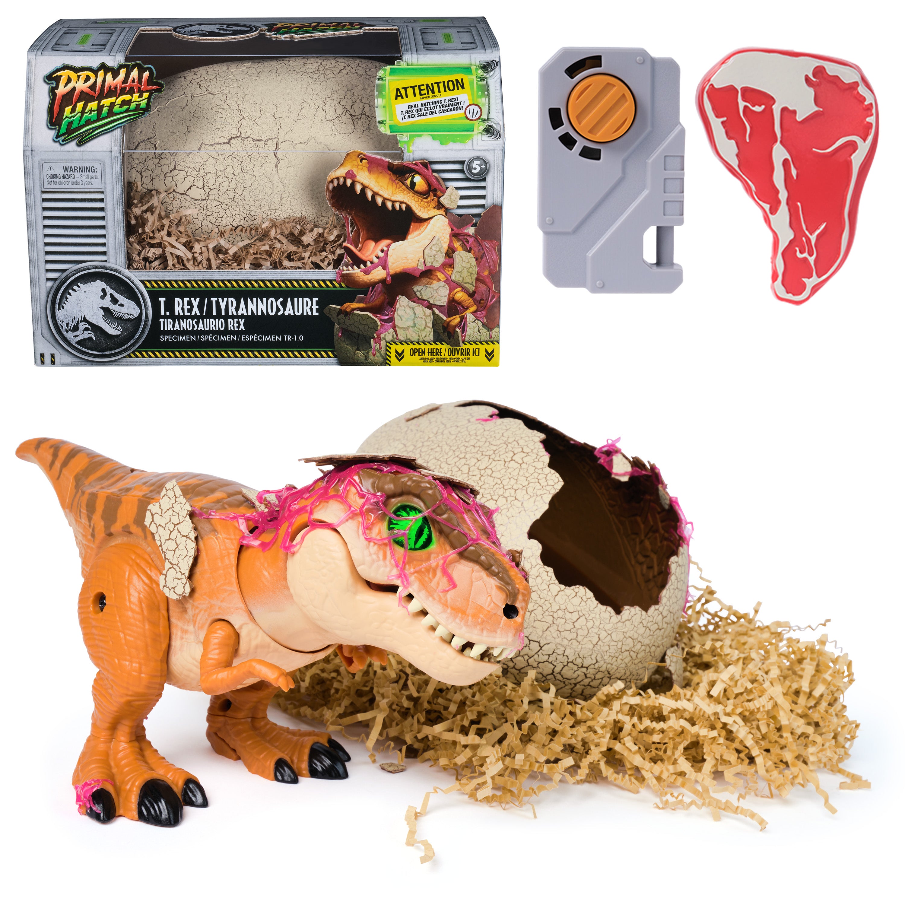 Spin Master Jurassic World Primal Hatch Interactive Hatching T-Rex – Hatch, Train & Raise Your Own Baby Dinosaur with 100+ Sounds (Ages 5+)