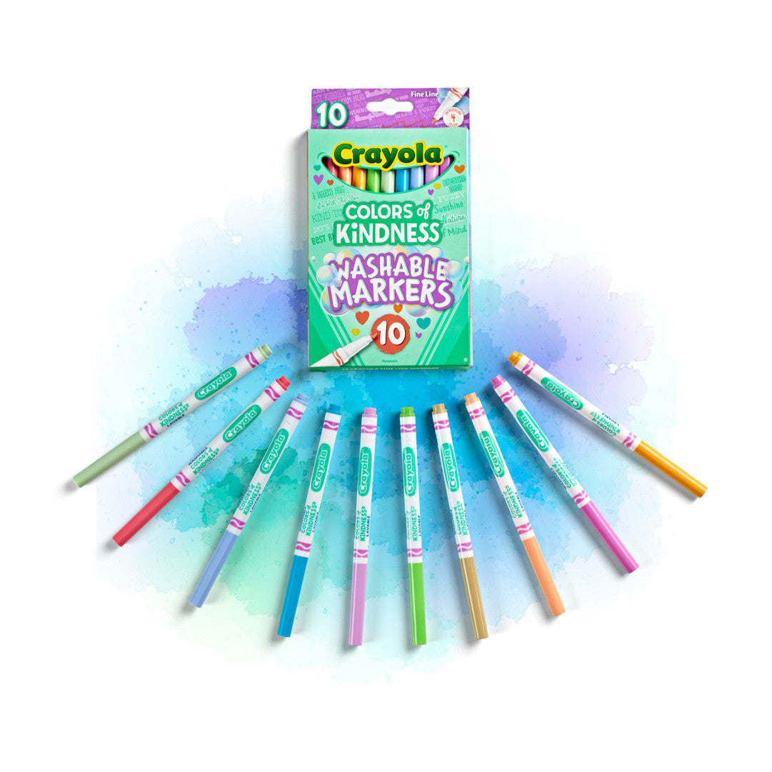 Crayola Colors of Kindness 10-Count Fine Line Markers – Mindful Colouring Markers (Ages 8+)