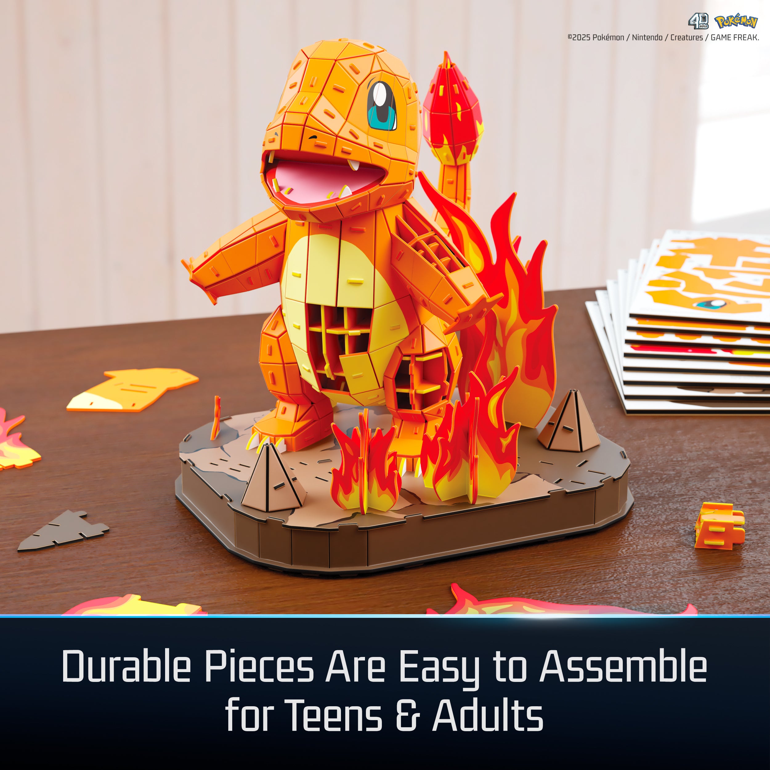 Spin Master 4D Build Pokémon 3D – Charmander 241-Piece Kanto Starter 3D Model Kit Desk Décor (Ages 12+)