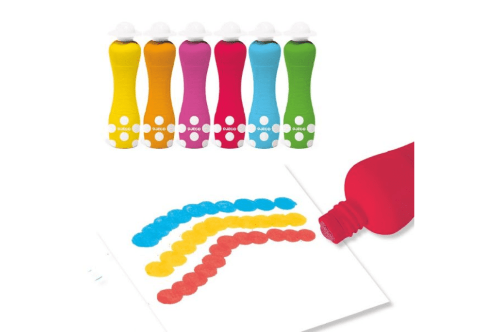 Djeco 6 Foam Dot Markers – Washable Stamp Pens for Toddlers (Ages 18m+)