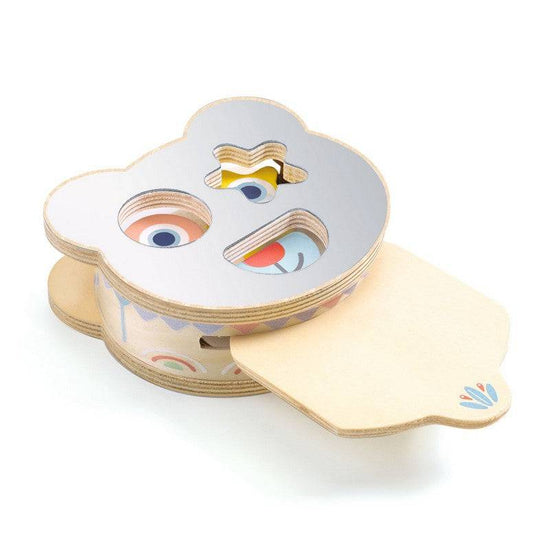 Djeco BabyBoomi – Wooden Bear Shape Sorter with Mirror (Ages 10m+)