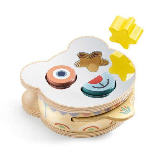 Djeco BabyBoomi – Wooden Bear Shape Sorter with Mirror (Ages 10m+)