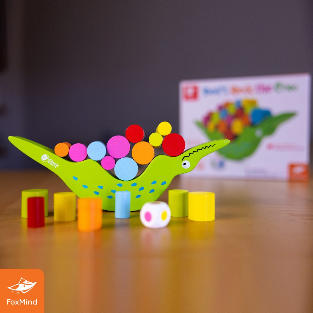 FoxMind Don't Rock the Croc! – Wooden Balancing Crocodile Stacking Game (Ages 3+, 1–4 Players)